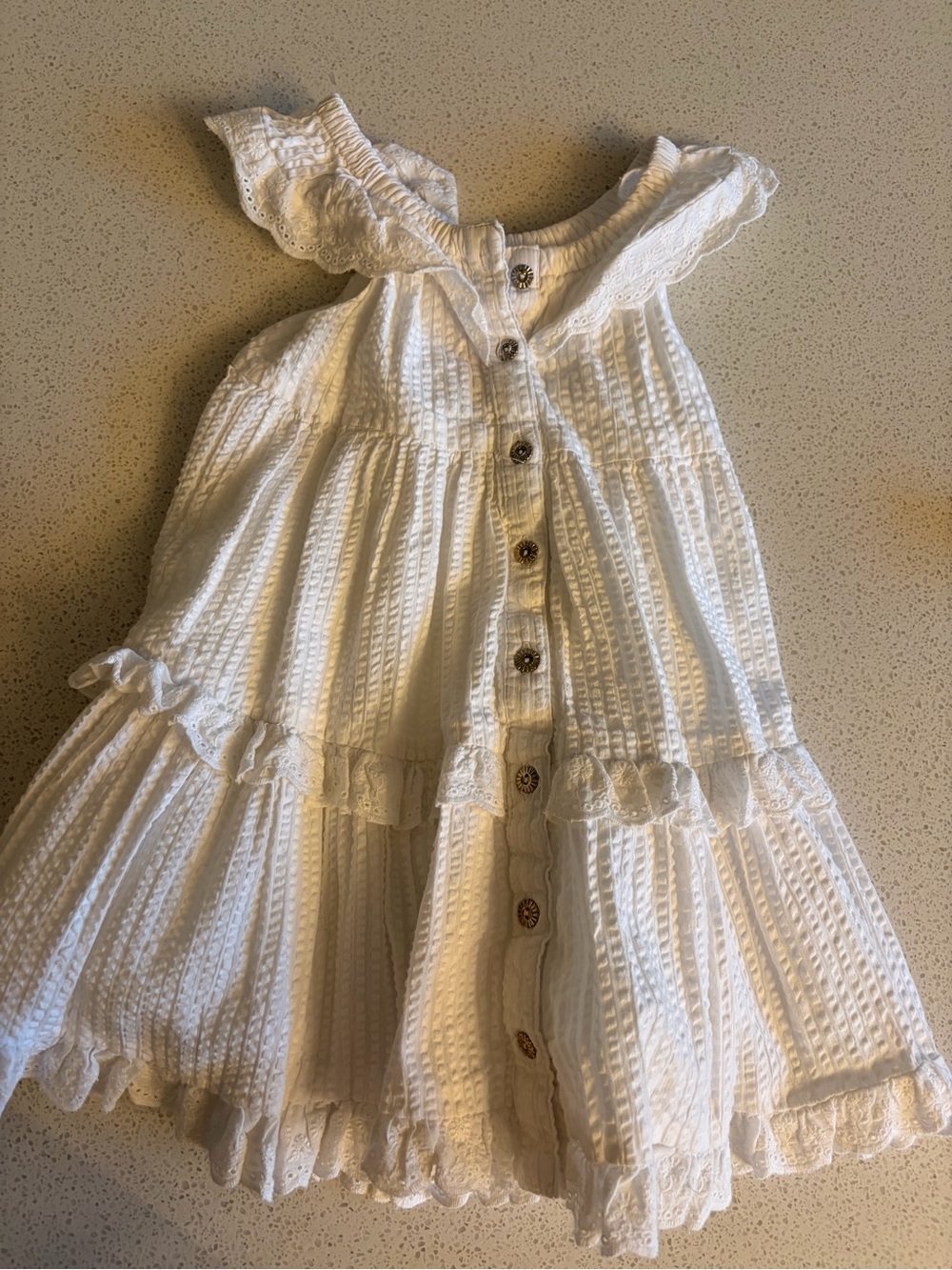 Tommy Bahama White Ruffle Button-Front Summer Dress